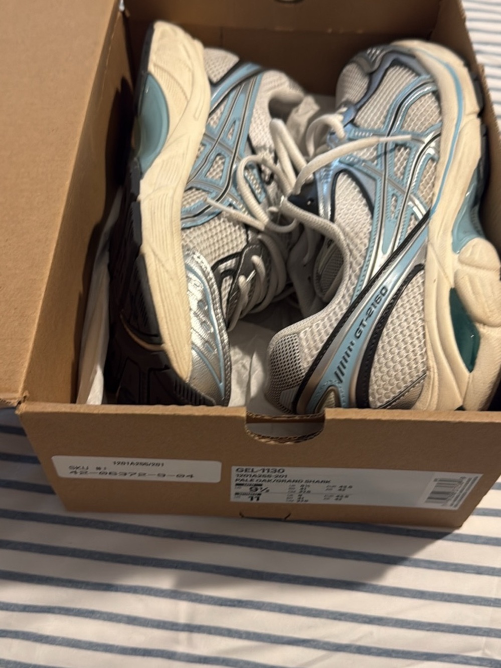 Asics Kids Light Blue and White Mesh Running Sneakers